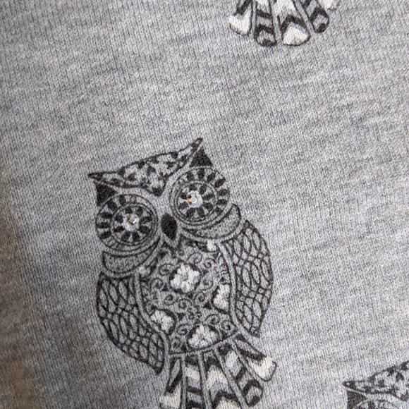 Karen Scott Grey Owl Sweater Rhinestone Jeweled Eyes Cozy Knit Size M - Picture 6 of 6
